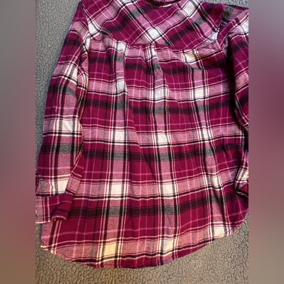 Gap Flannel Long Sleeve Button Up Blouse Womens Size XL Pink And White - Picture 8 of 9